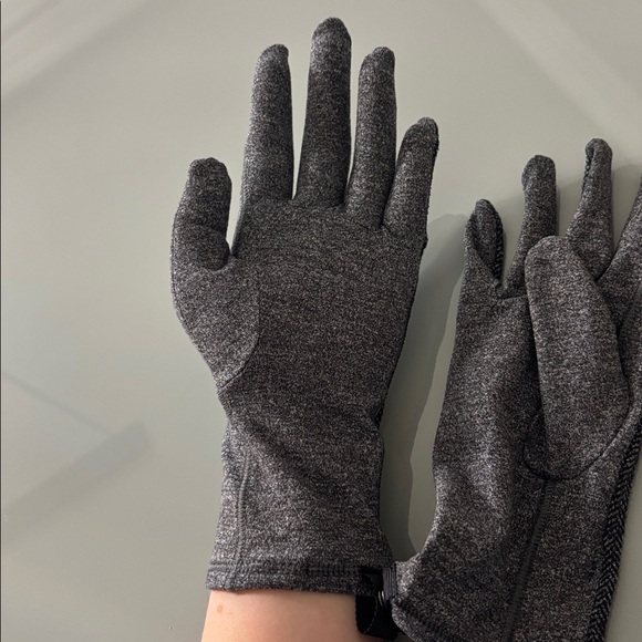 Lululemon Run With Me Gloves Herringbone Heathered Black Reflective Size M/L - Picture 2 of 10